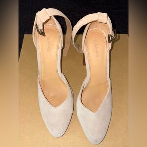 Soludos Cream Suede Pointed-Toe Ankle-Strap Heels Size 7.5